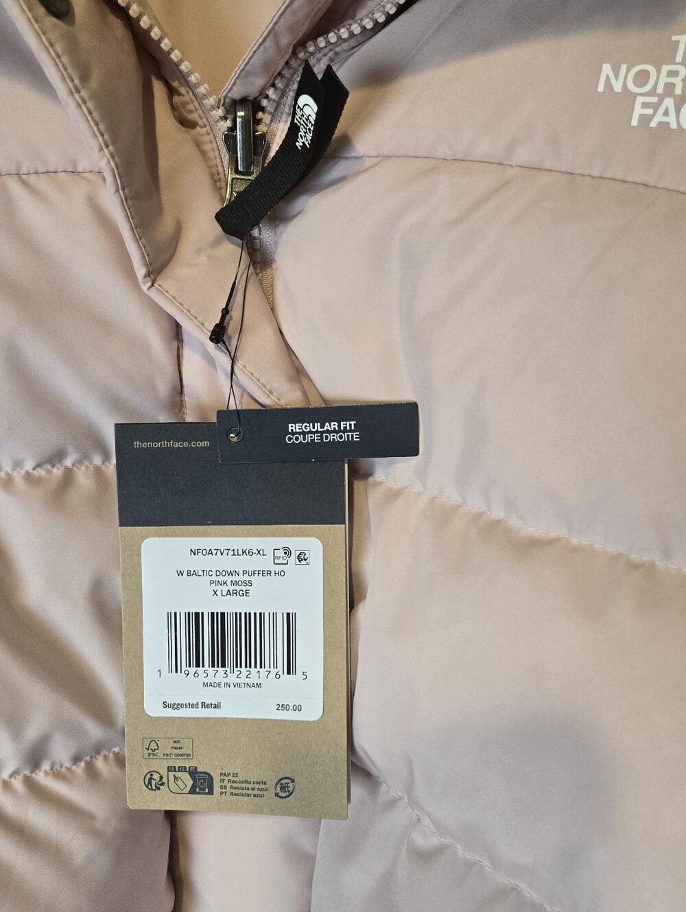 NWT The North Face Light Pink Moss Hooded Baltic Down Puffer Jacket Coat Sz XL - Picture 5 of 14